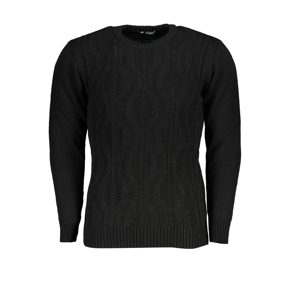 U.S. Grand Black Acrylic Men Sweater U.S. Grand