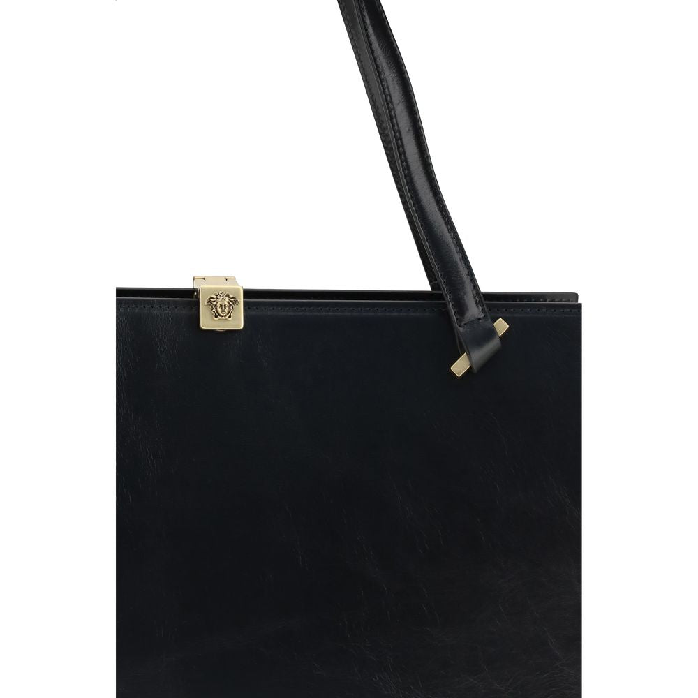 Versace Black Calf Leather Bos Taurus Shoulder Bag Versace