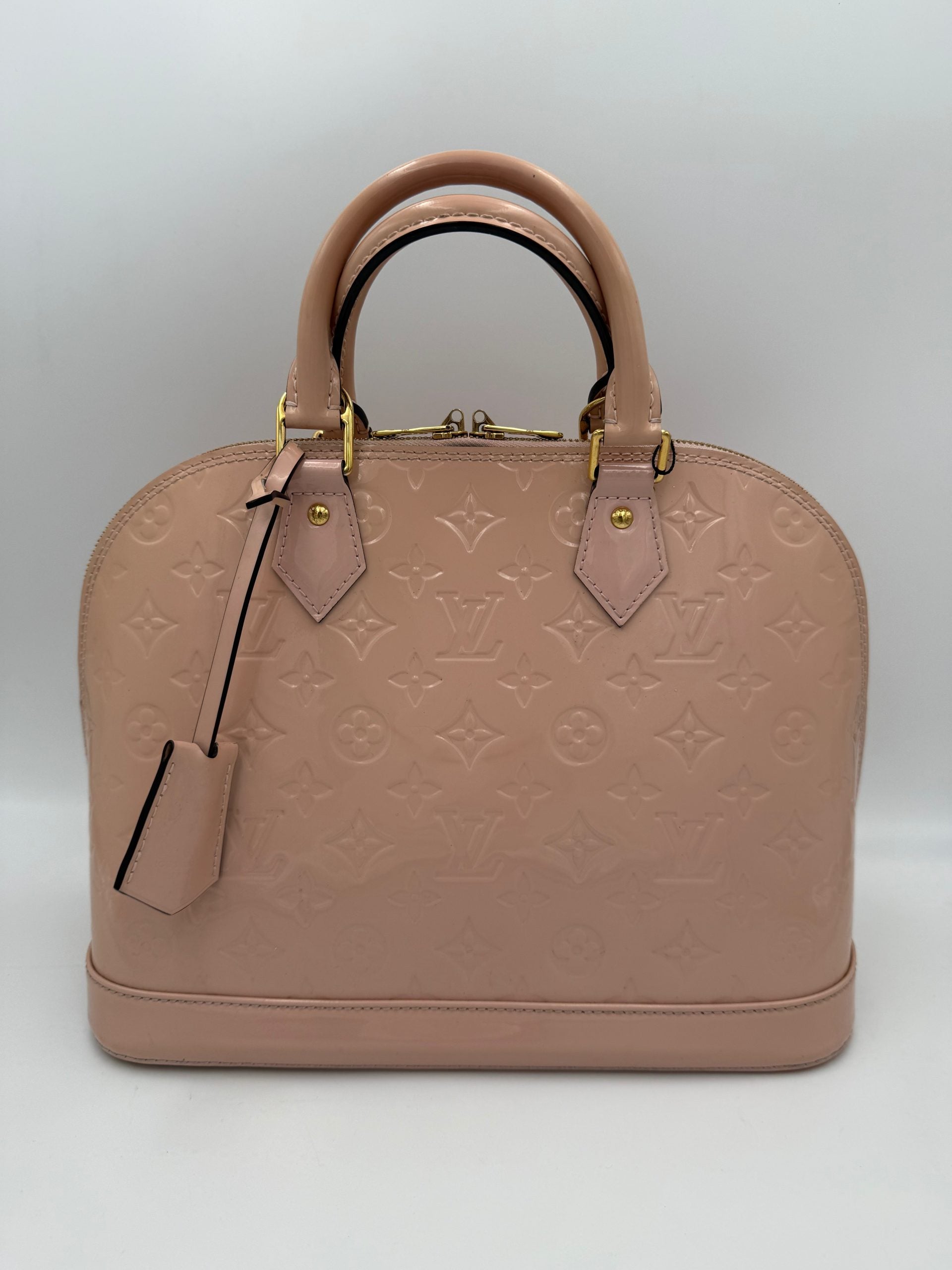 Louis Vuitton LOUIS VUITTON Alma MM Pink Patent Monogram Handbag Louis Vuitton