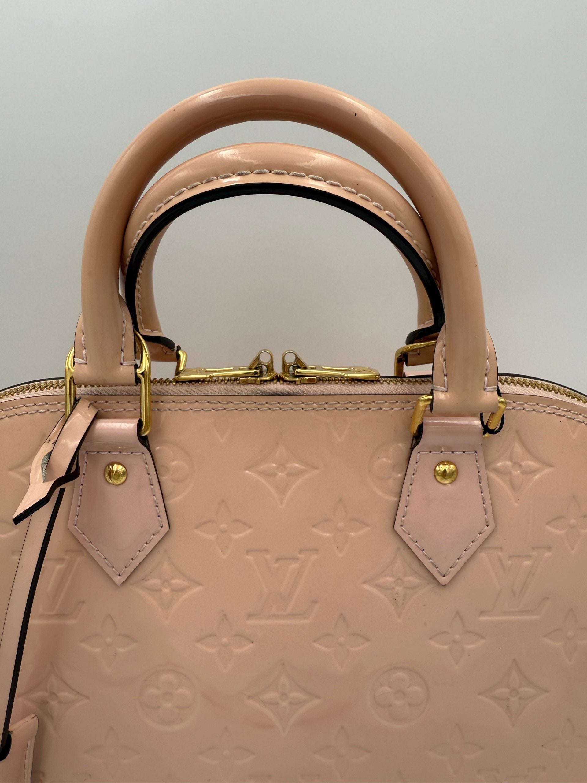 Louis Vuitton LOUIS VUITTON Alma MM Pink Patent Monogram Handbag Louis Vuitton