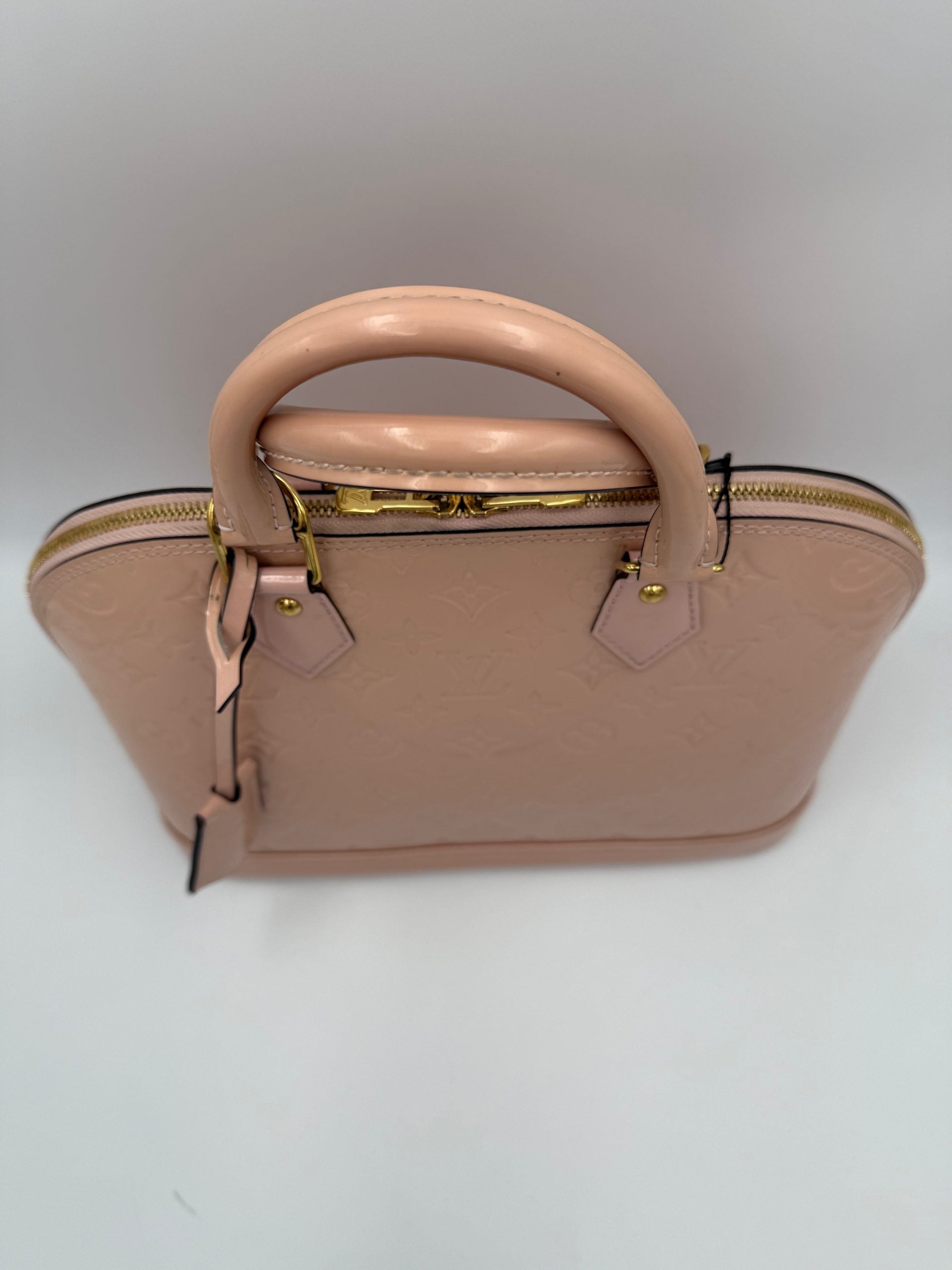 Louis Vuitton LOUIS VUITTON Alma MM Pink Patent Monogram Handbag Louis Vuitton
