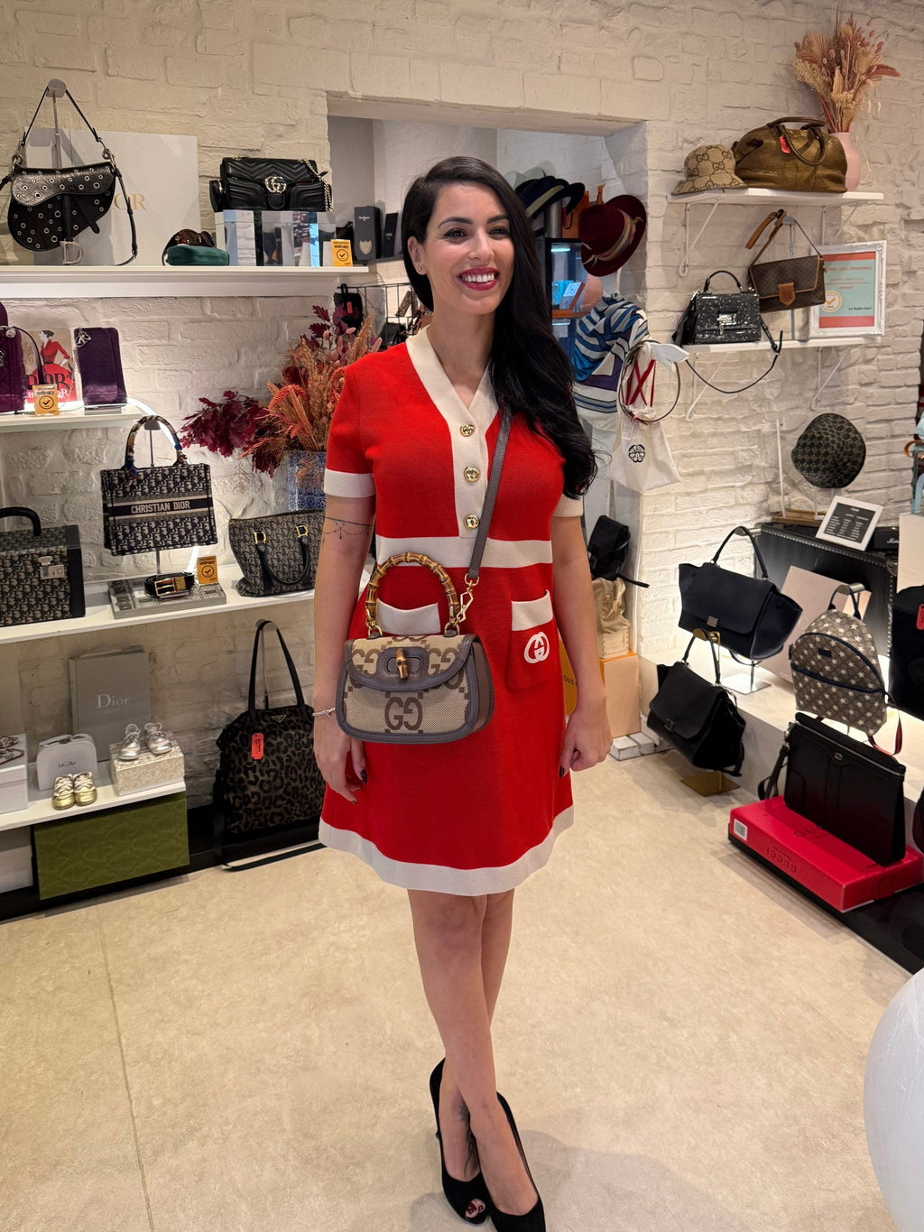 Gucci GUCCI BAMBOO 1947 GG Canvas Handbag Gucci