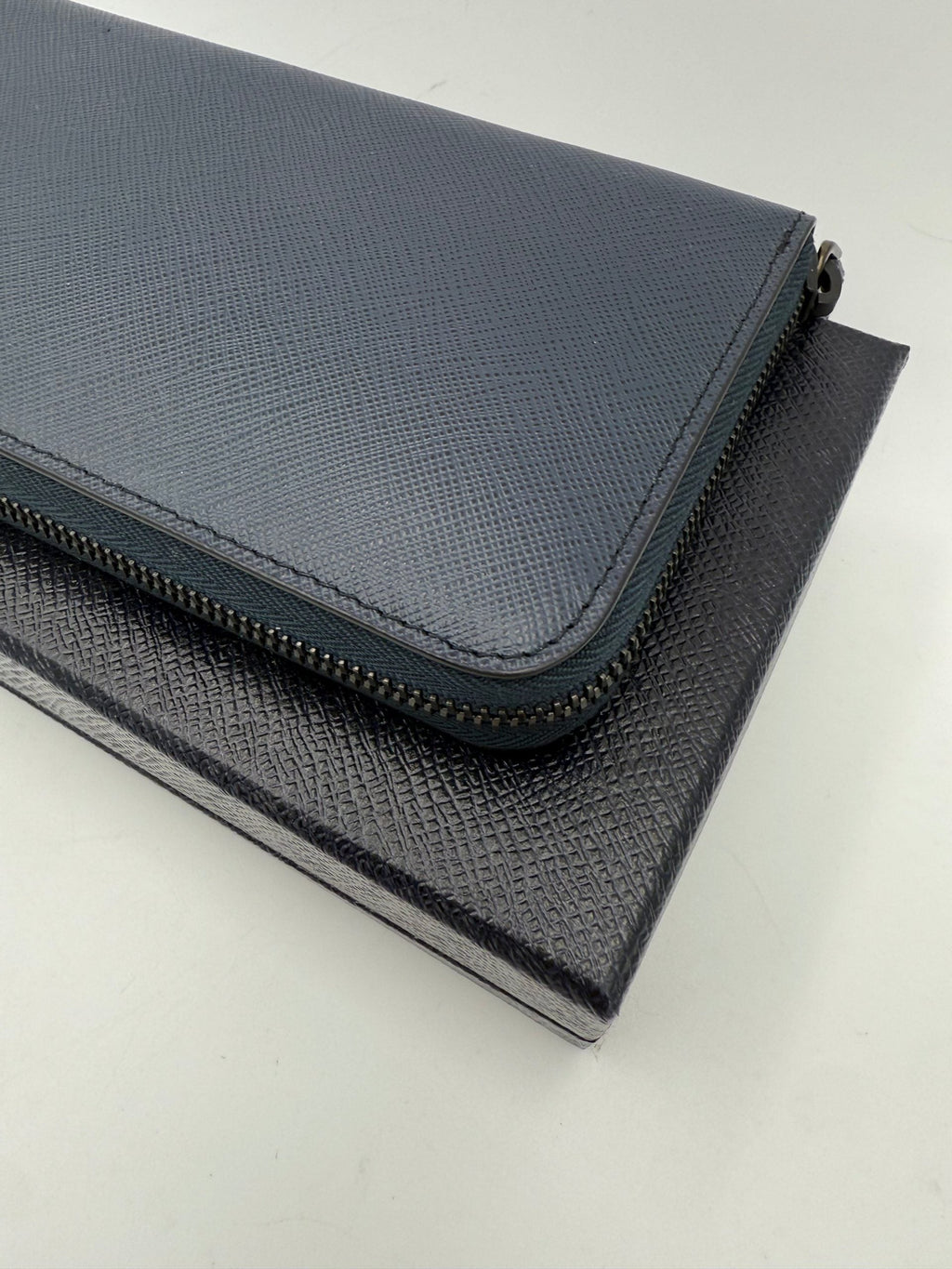 Prada PRADA Zip in Blue Saffiano Wallet Prada