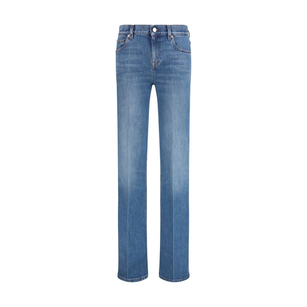 Gucci Blue Cotton Flared Jeans Gucci