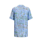 Gucci Blue Silk Pattern Shirt Gucci