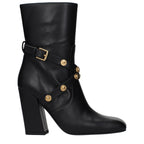 Versace Black Leather Ankle Boots Versace