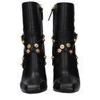 Versace Black Leather Ankle Boots Versace