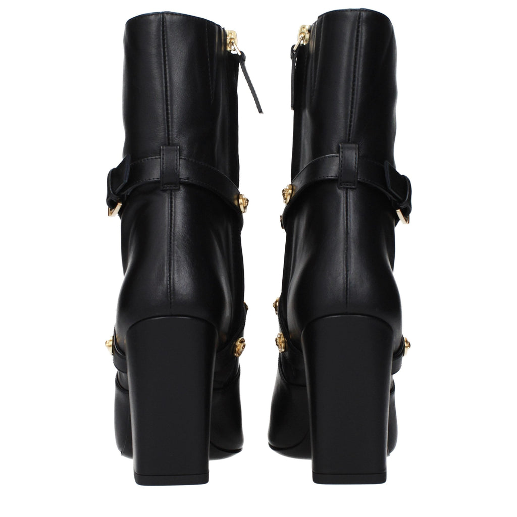 Versace Black Leather Ankle Boots Versace
