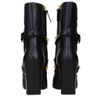 Versace Black Leather Ankle Boots Versace