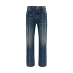 Versace Blue Cotton Straight-Leg Jeans Versace