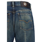 Versace Blue Cotton Straight-Leg Jeans Versace