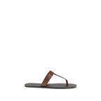 Saint Laurent Brown Calf Leather Bos Taurus Flip-Flop Sandals Saint Laurent