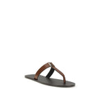 Saint Laurent Brown Calf Leather Bos Taurus Flip-Flop Sandals Saint Laurent
