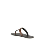 Saint Laurent Brown Calf Leather Bos Taurus Flip-Flop Sandals Saint Laurent