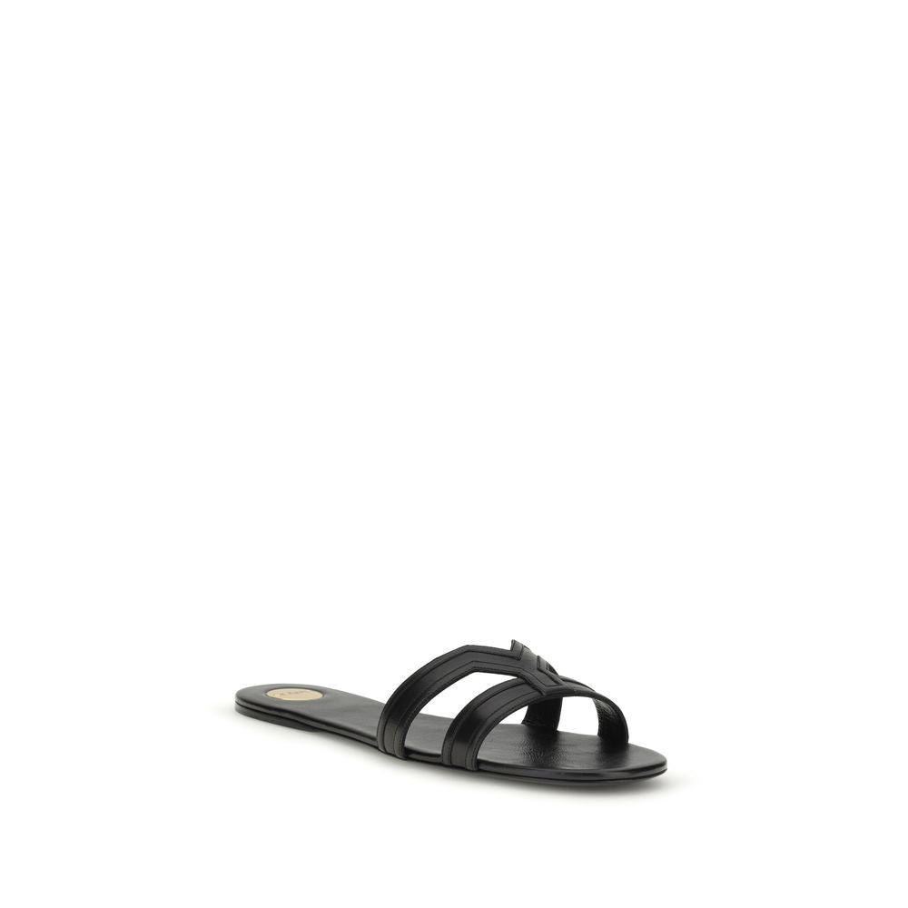 Saint Laurent Black Calf Leather Bos Taurus Sandals Saint Laurent