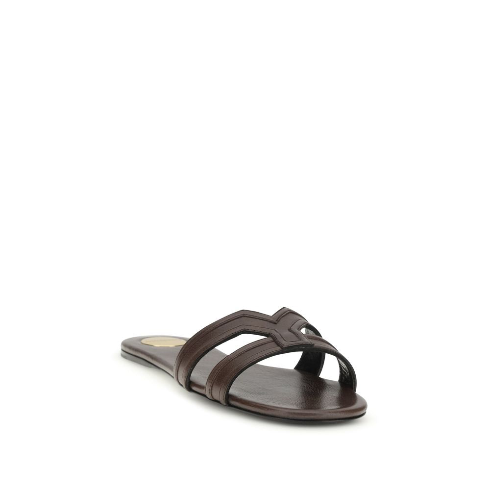 Saint Laurent Brown Calf Leather Bos Taurus Sandals Saint Laurent