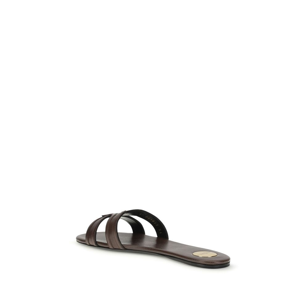 Saint Laurent Brown Calf Leather Bos Taurus Sandals Saint Laurent