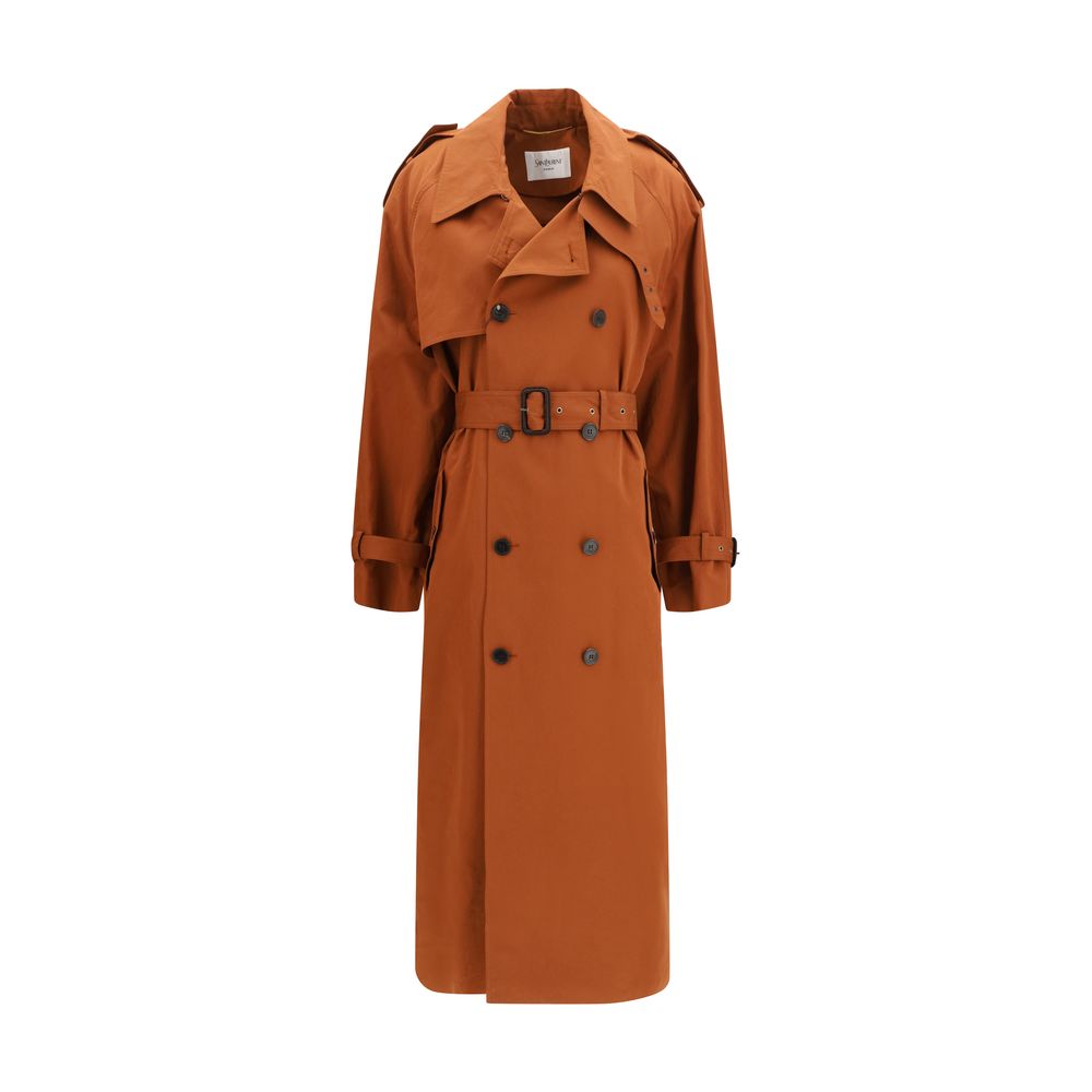 Saint Laurent Brown Cotton Trench Coat Saint Laurent