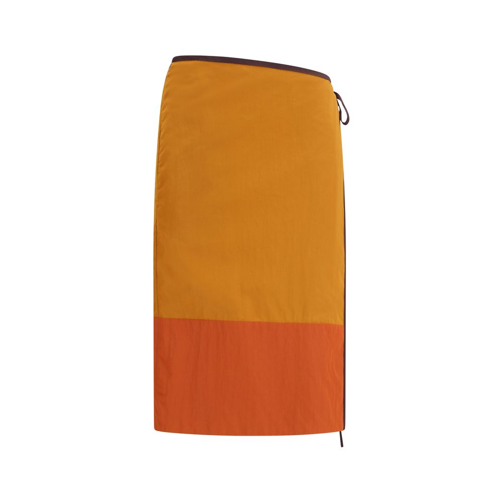 Saint Laurent Orange Nylon Midi Skirt Saint Laurent