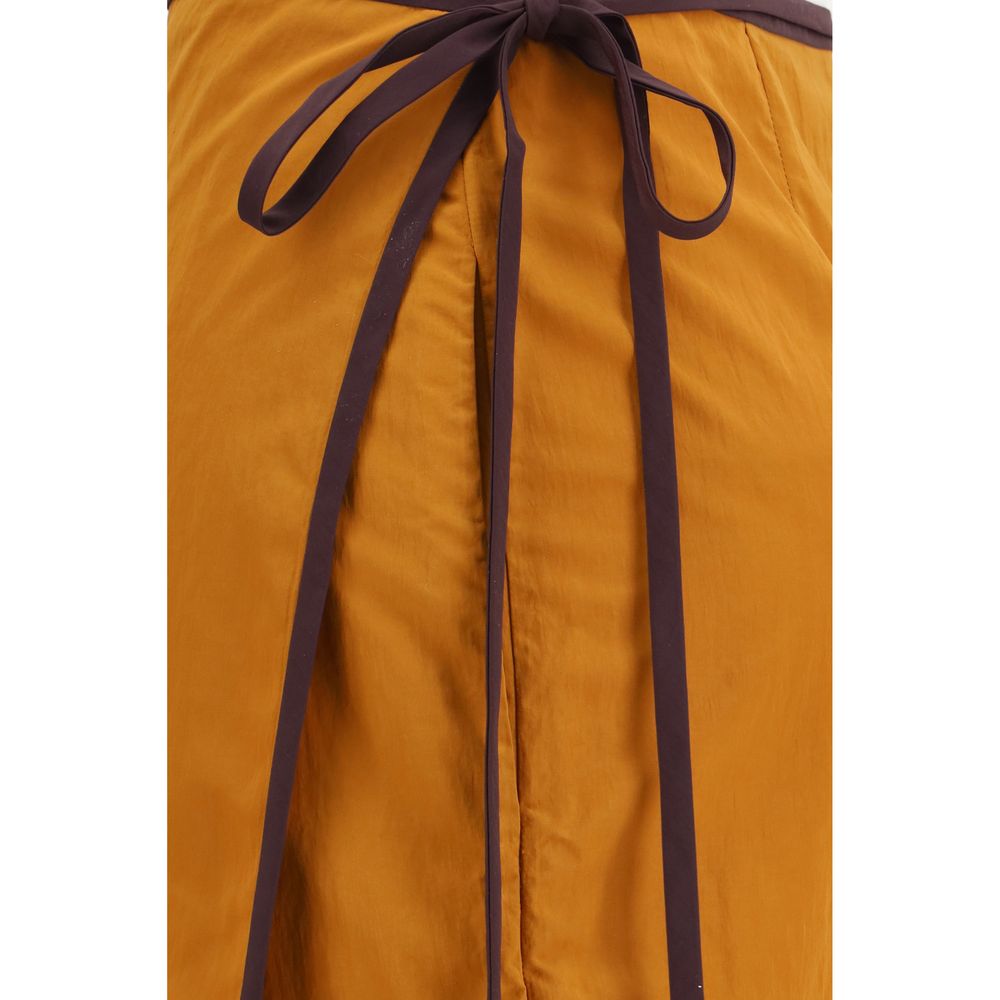 Saint Laurent Orange Nylon Midi Skirt Saint Laurent