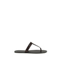 Saint Laurent Brown Calf Leather Bos Taurus Flat Sandals Saint Laurent