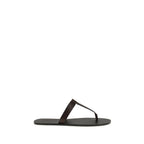 Saint Laurent Brown Calf Leather Bos Taurus Flat Sandals Saint Laurent