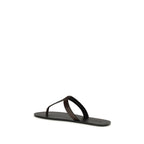Saint Laurent Brown Calf Leather Bos Taurus Flat Sandals Saint Laurent