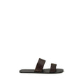 Saint Laurent Brown Calf Leather Bos Taurus Flat Sandals Saint Laurent