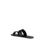 Saint Laurent Brown Calf Leather Bos Taurus Flat Sandals Saint Laurent