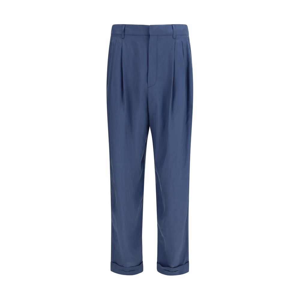 Saint Laurent Blue Silk Dress Pants Saint Laurent