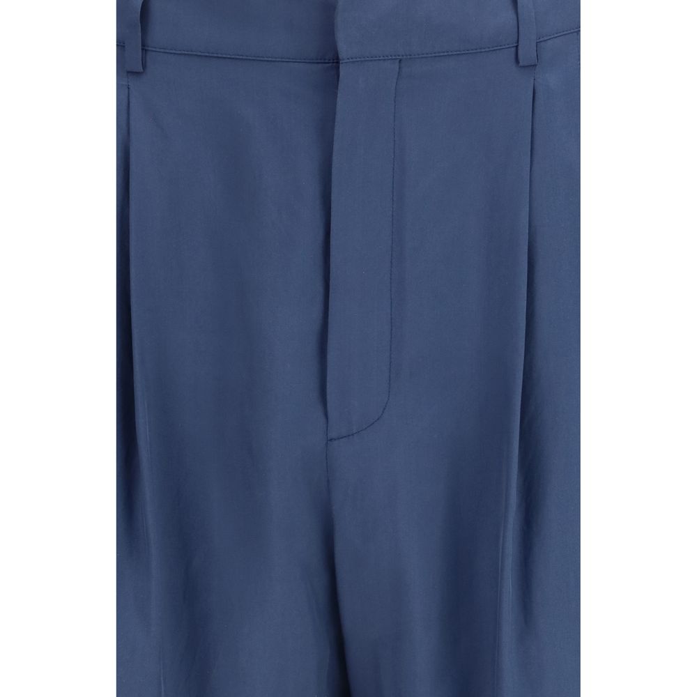 Saint Laurent Blue Silk Dress Pants Saint Laurent