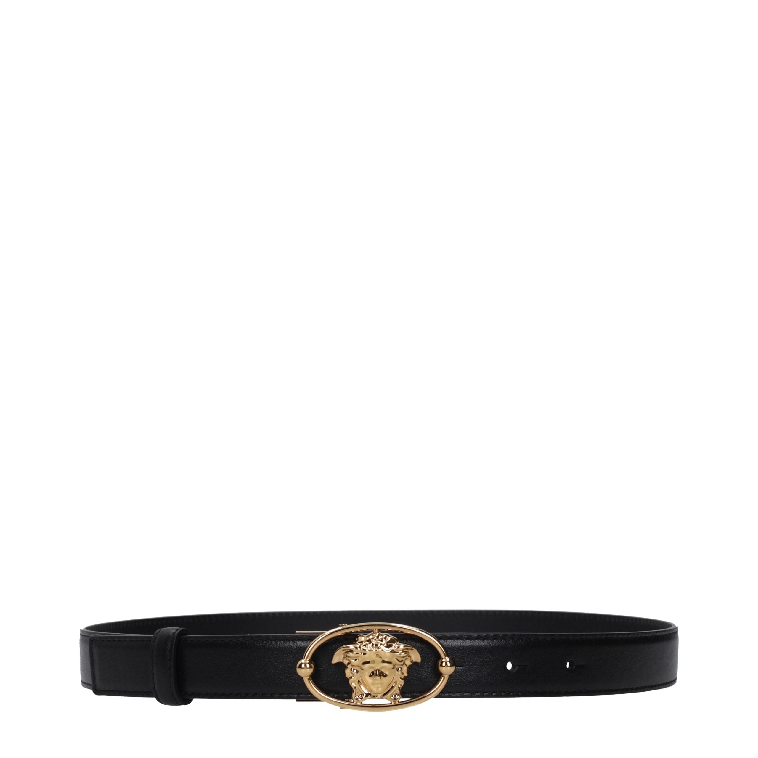 Versace Black Leather Regular Belt Versace