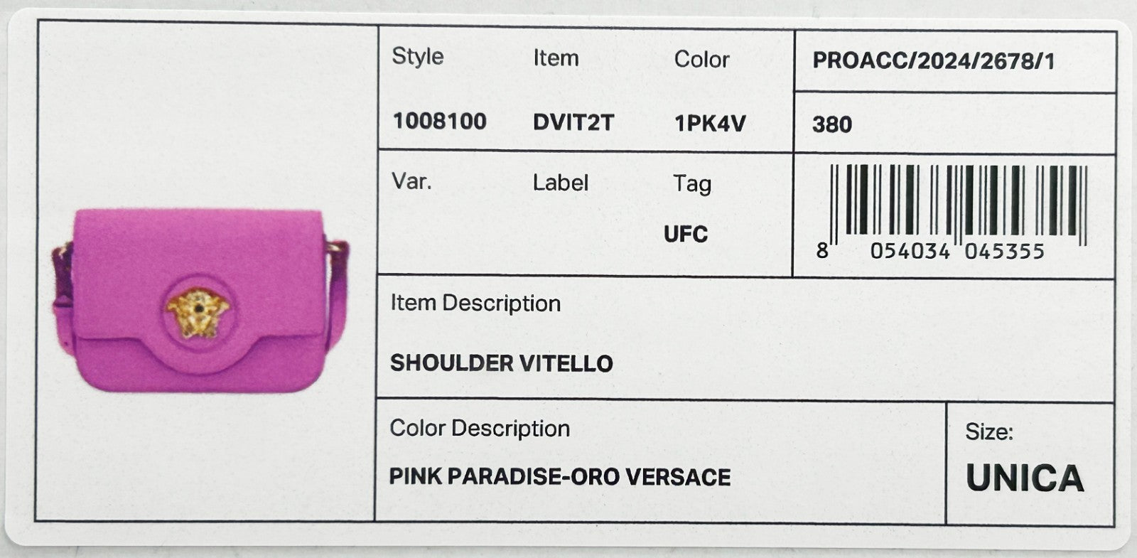 Versace La Medusa Pink Leather Shoulder Crossbody Bag Purse Versace