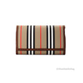 Burberry Hannah Icon Stripe Archive Tan E-Canvas Leather Wallet Crossbody Bag Burberry