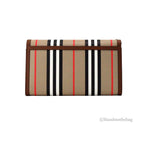 Burberry Hannah Icon Stripe Archive Tan E-Canvas Leather Wallet Crossbody Bag Burberry