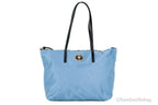 Versace Portuna Medusa Medium Cornflower Blue Nylon Leather Tote Bag Purse Versace