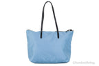 Versace Portuna Medusa Medium Cornflower Blue Nylon Leather Tote Bag Purse Versace
