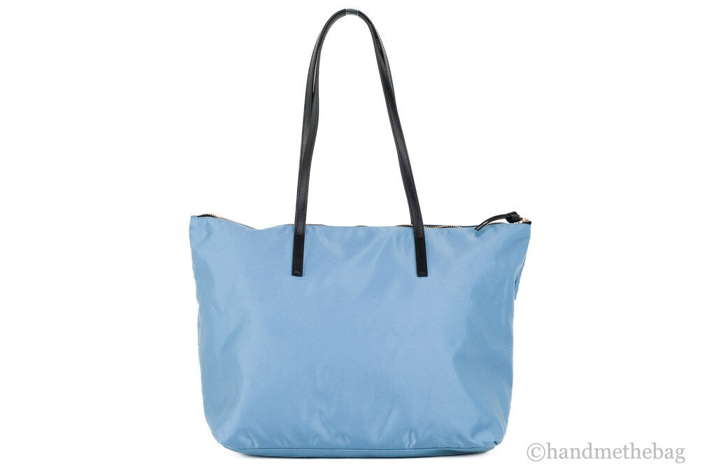 Versace Portuna Medusa Medium Cornflower Blue Nylon Leather Tote Bag Purse Versace