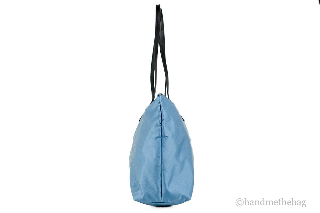 Versace Portuna Medusa Medium Cornflower Blue Nylon Leather Tote Bag Purse Versace