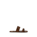 Saint Laurent Brown Calf Leather Bos Taurus Flat Sandals Saint Laurent