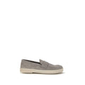 Prada Gray Calf Leather Bos Taurus Slip-On Loafers Prada