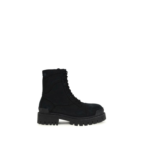 Balenciaga Black Calf Leather Bos Taurus Lace-Up Boots Balenciaga