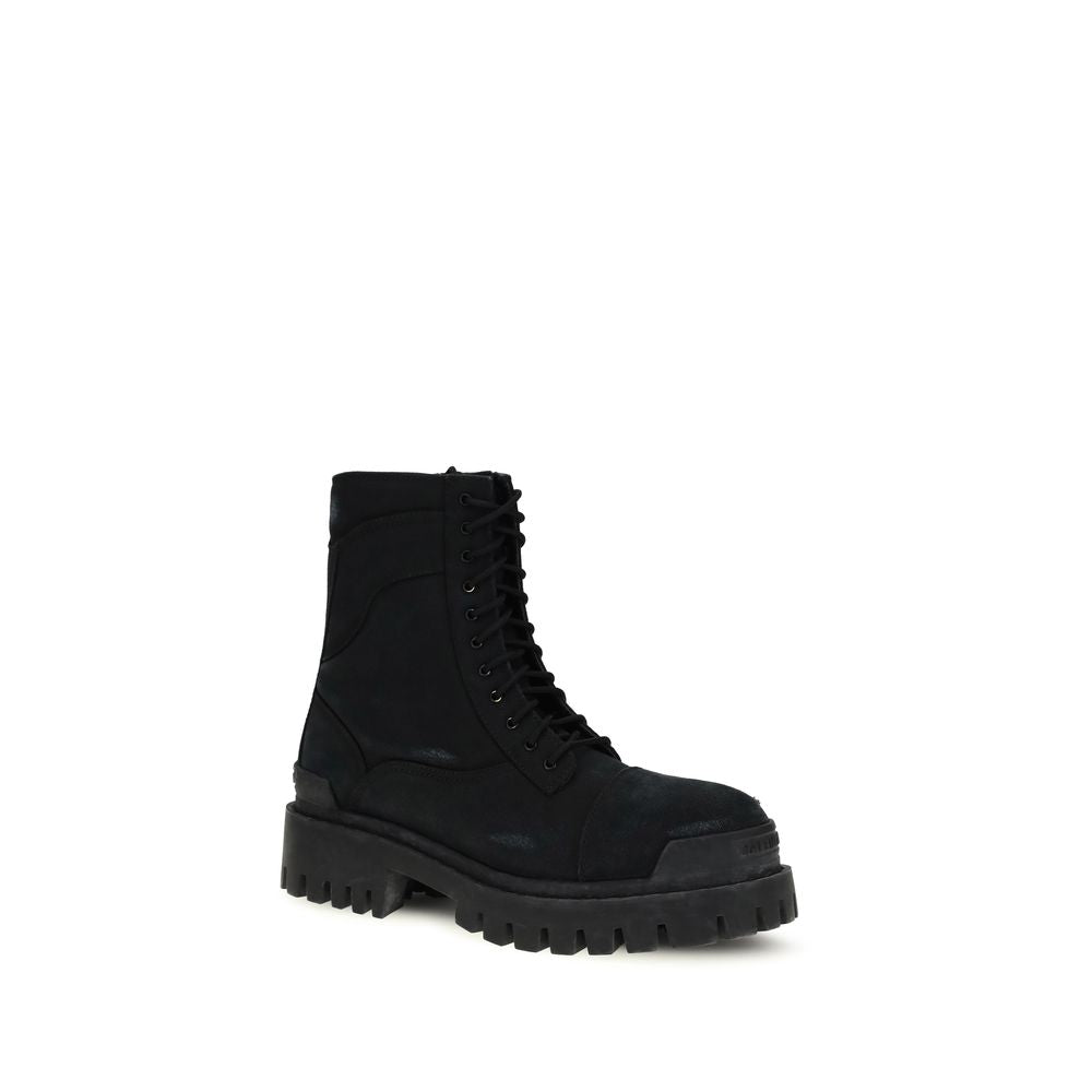 Balenciaga Black Calf Leather Bos Taurus Lace-Up Boots Balenciaga