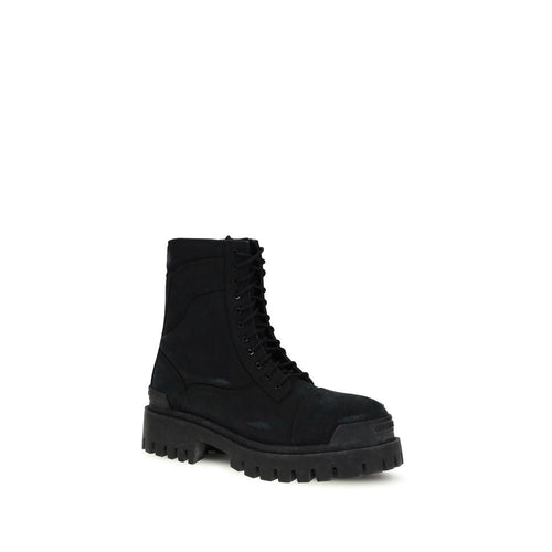 Balenciaga Black Calf Leather Bos Taurus Lace-Up Boots Balenciaga