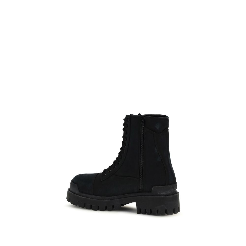 Balenciaga Black Calf Leather Bos Taurus Lace-Up Boots Balenciaga