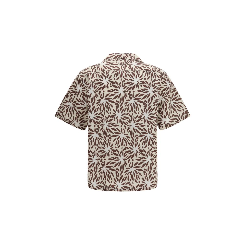 Prada Brown Cotton Pattern Shirt Prada