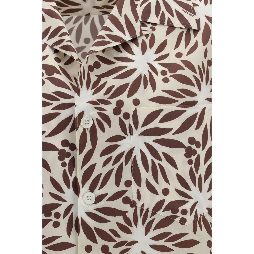 Prada Brown Cotton Pattern Shirt Prada