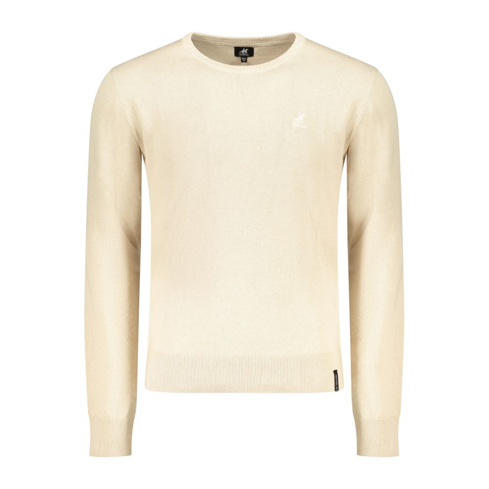 U.S. Grand Beige Cotton Men Sweater U.S. Grand