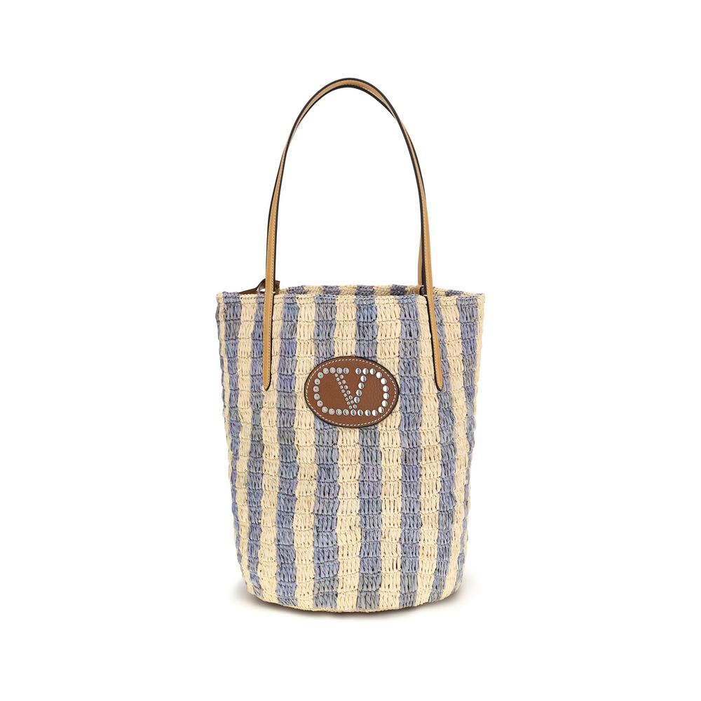 Valentino Garavani Blue Raffia Backet Bag Valentino Garavani