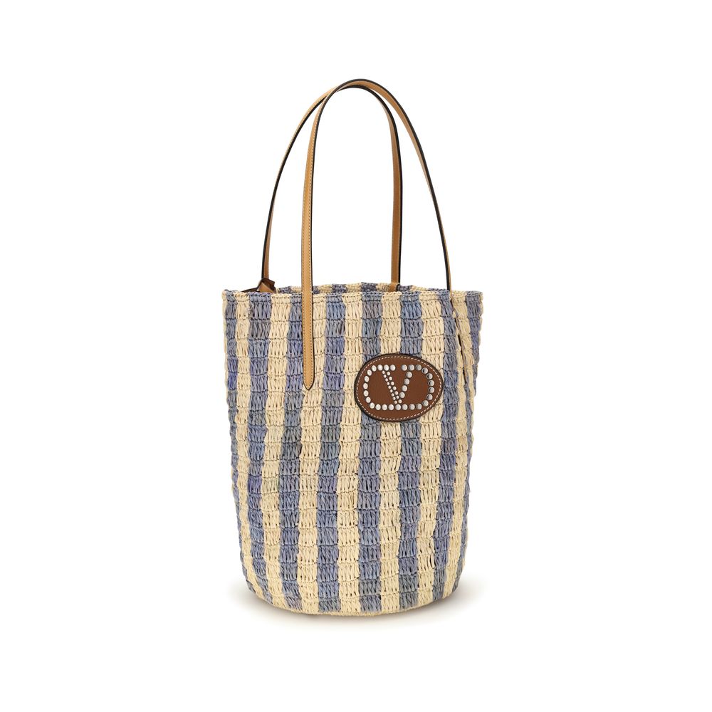 Valentino Garavani Blue Raffia Backet Bag Valentino Garavani